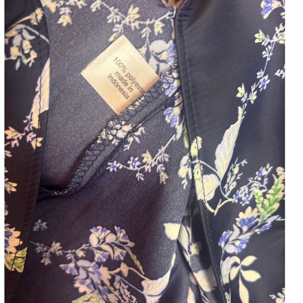 Lane Bryant Floral Midi Dress Womens 16 Navy Blue Short Sleeve Ruffle V-Neck - Picture 6 of 10